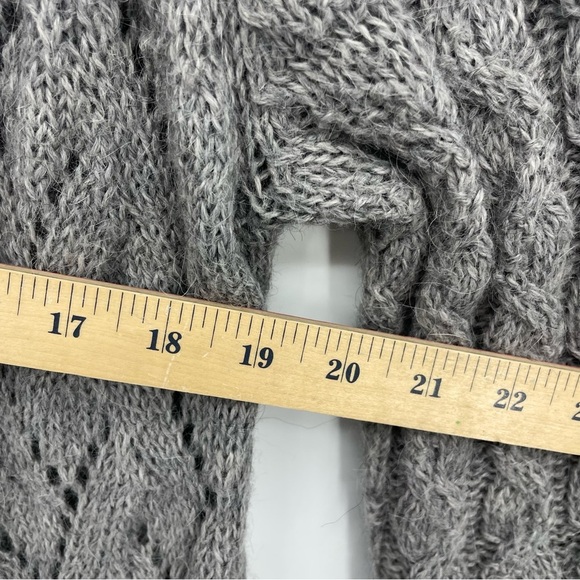 Garnet Hill Alpaca blend open long duster cardigan knit crochet sweater gray M - Picture 6 of 6